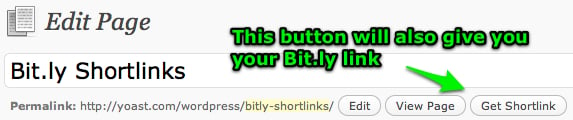 Get Shortlink button