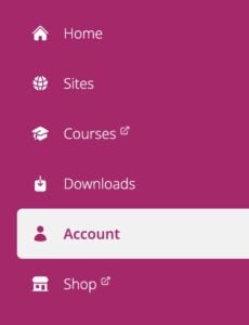 screenshot of the Account menu item in MyYoast