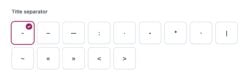Screenshot showing the title separator symbols you can choose from in the site basics settings in yoast seo