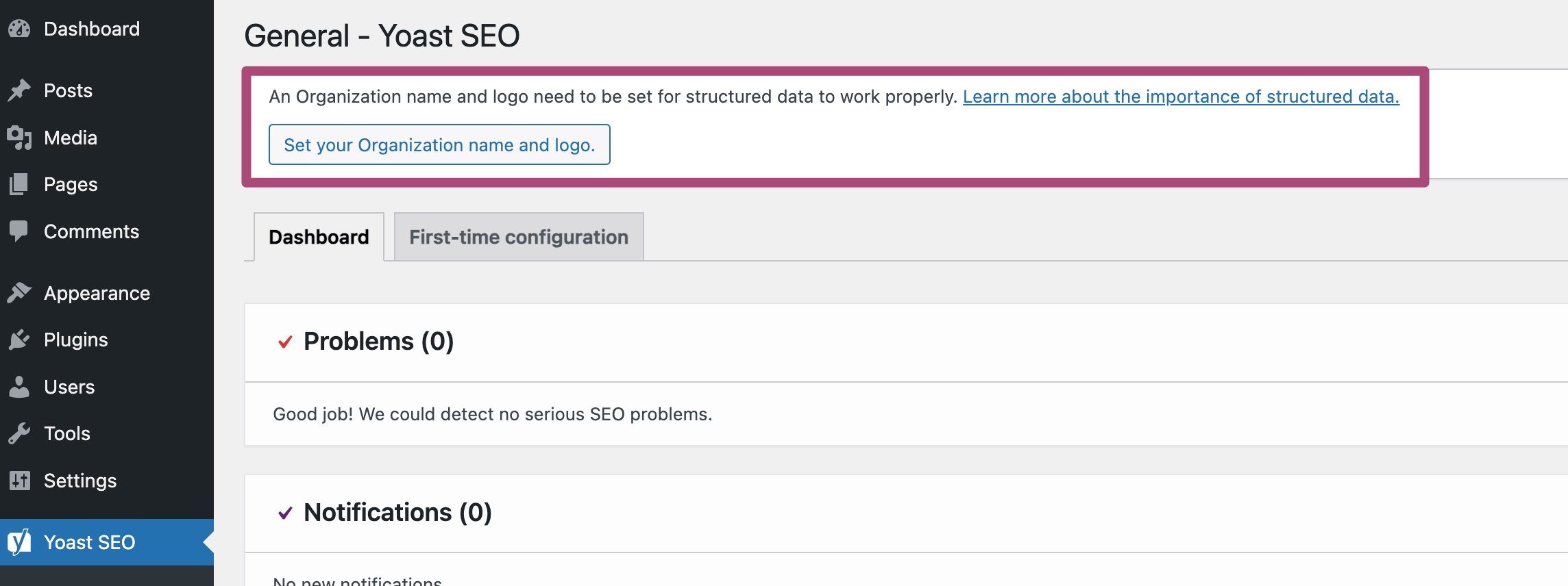 A screenshot of the Yoast SEO menu, with a purple box around