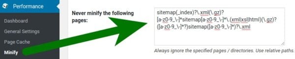 W3TC caching plugin minify exclusions