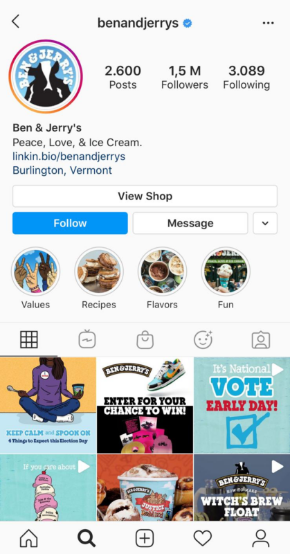 instagram account ben & jerry's