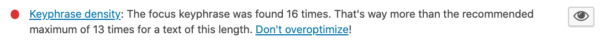 The keyphrase density assessment in Yoast SEO